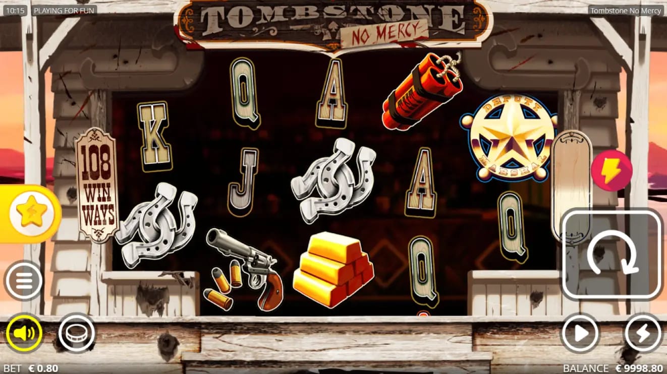 Screenshot of the Tombstone No Mercy Slot in demo mode from NoLimit City