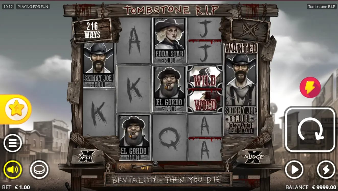 Screenshot of the Slot Game Tombstone RIP 