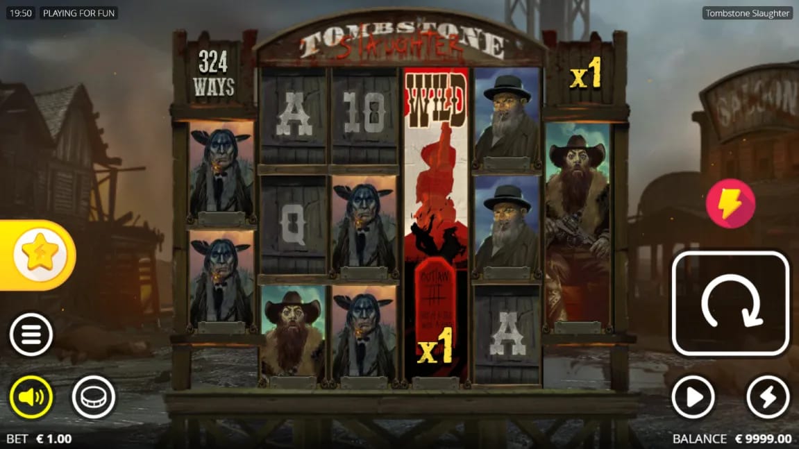 A screenshot of the slot game Tombstone Slaughter Demo